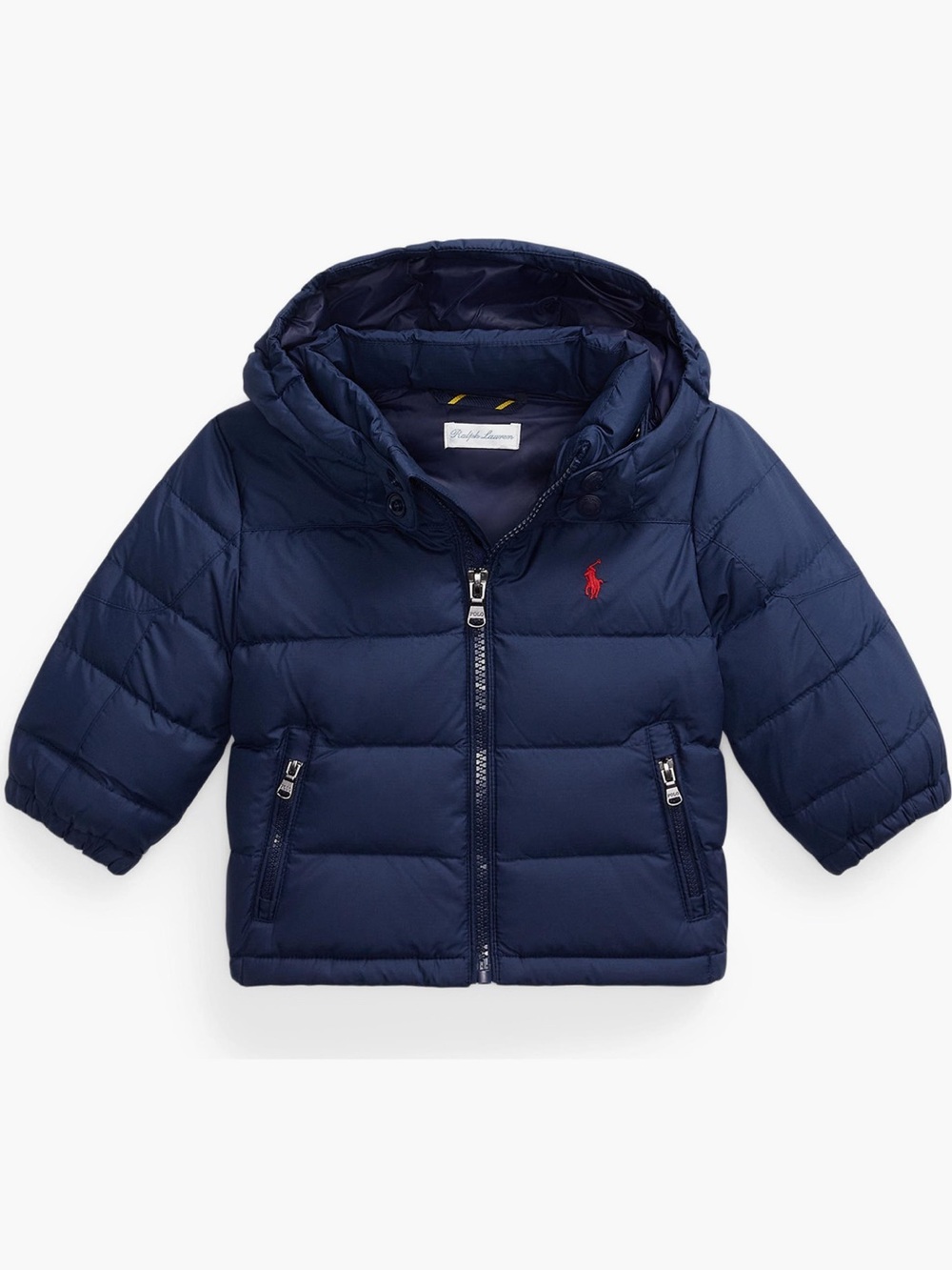 Ralph Lauren Toddler Navy Hooded Puffer with Red Polo Logo